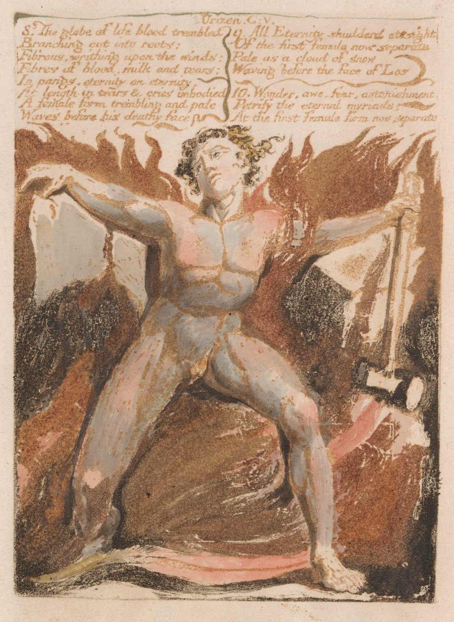O Primeiro Livro de Urizen, Placa 17, 8. O Globo da Vida Sangue Tremeu .... (Bentley 18) de William Blake