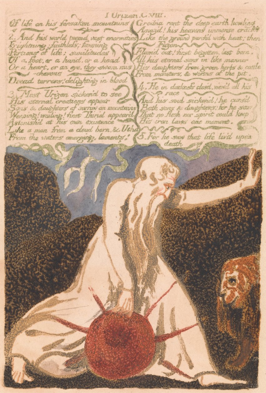 O Primeiro Livro de Urizen, Placa 20, De vida abandonada montanhas. . . . (Bentley 23) de William Blake