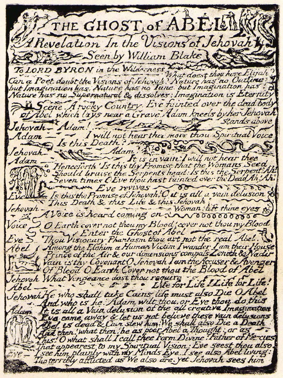 O fantasma de Abel, página 1 de William Blake
