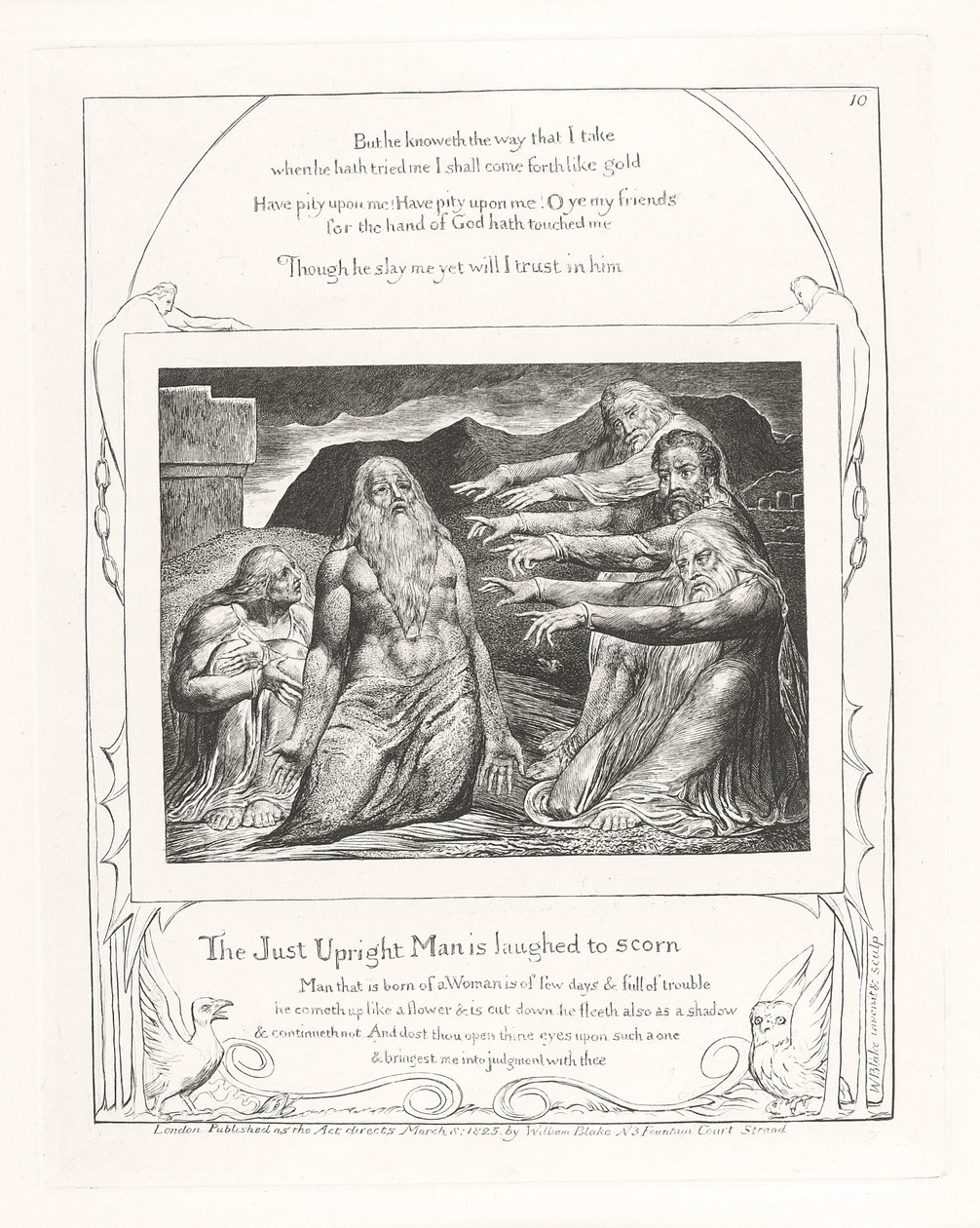 O justo homem reto ri ao desprezo, 1825 de William Blake
