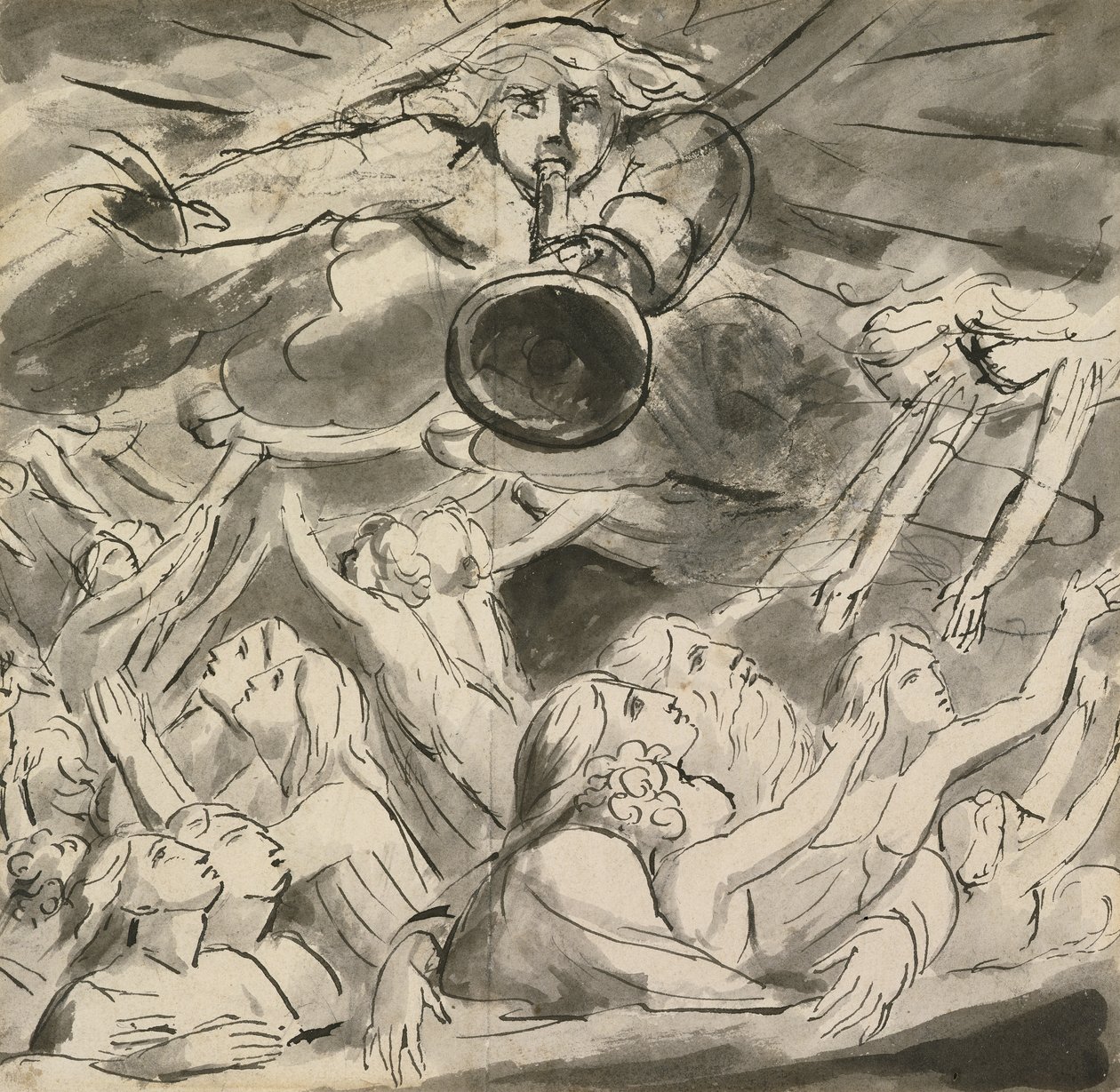 The Last Trumpet (caneta e tinta com papel lavado) de William Blake