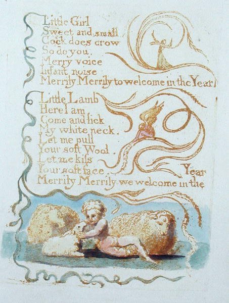 The Little Girl, prato 26 de Songs of Innocence, 1789 (gravura em relevo com wc) de William Blake