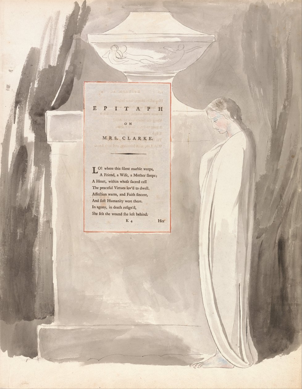 Os Poemas de Thomas Gray, Design 103, Epitáfio da Sra. Clarke. de William Blake