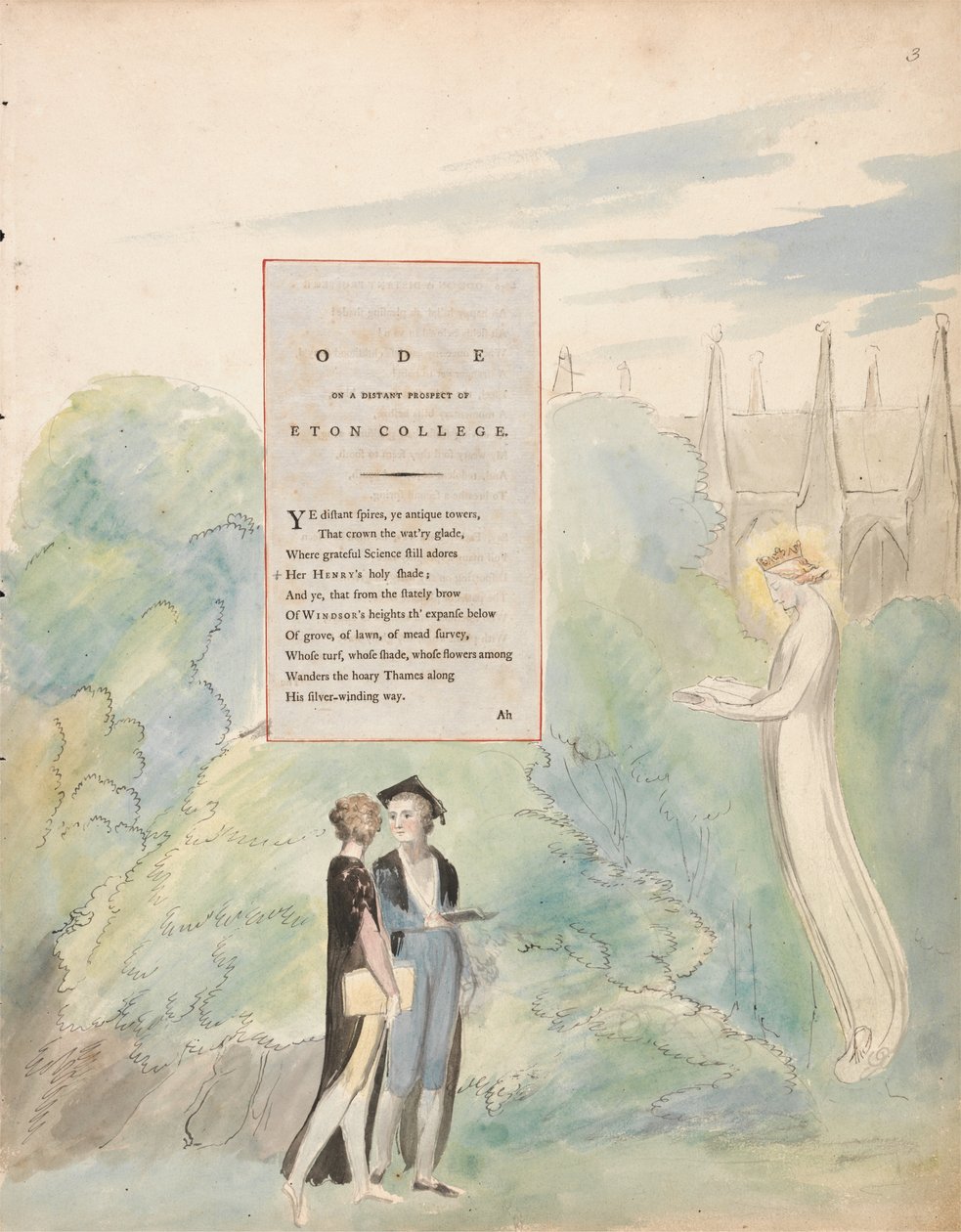 Os Poemas de Thomas Gray, Design 15, Ode em uma perspectiva distante do Eton College. de William Blake