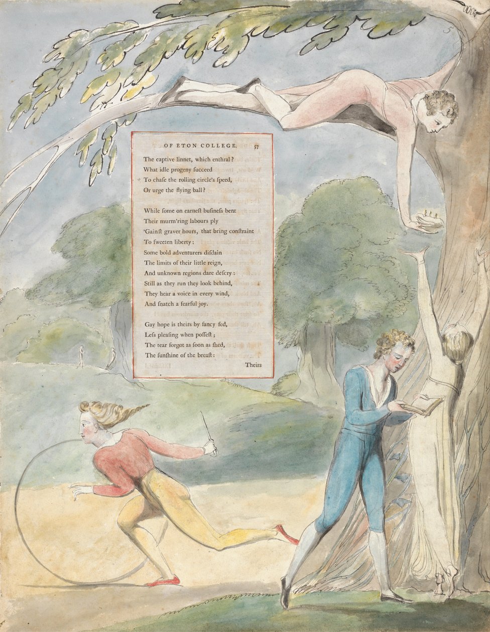 Os Poemas de Thomas Gray, Design 17, Ode em uma perspectiva distante do Eton College. de William Blake