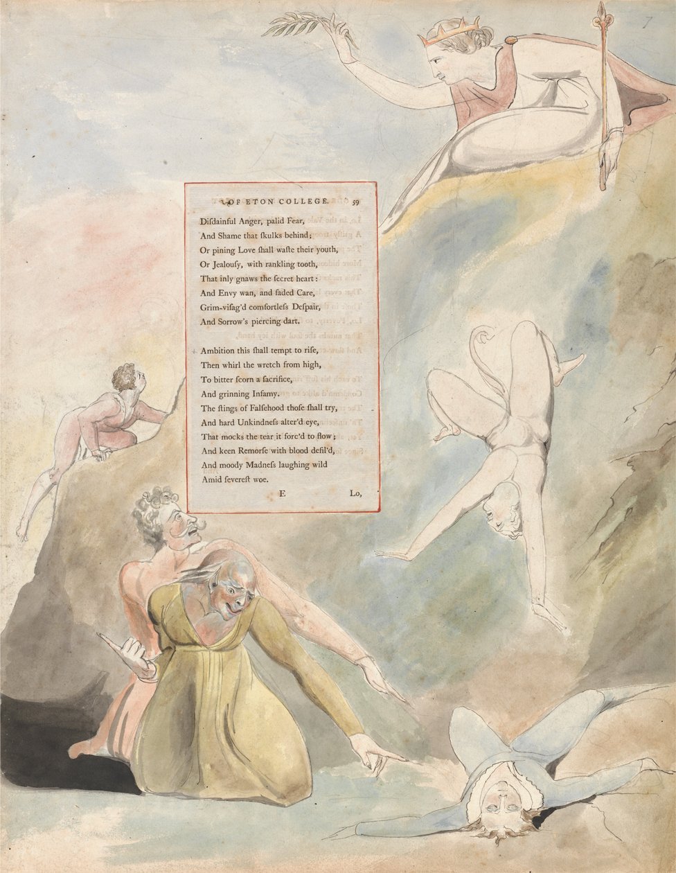 Os Poemas de Thomas Gray, Design 19, Ode em uma perspectiva distante do Eton College. de William Blake
