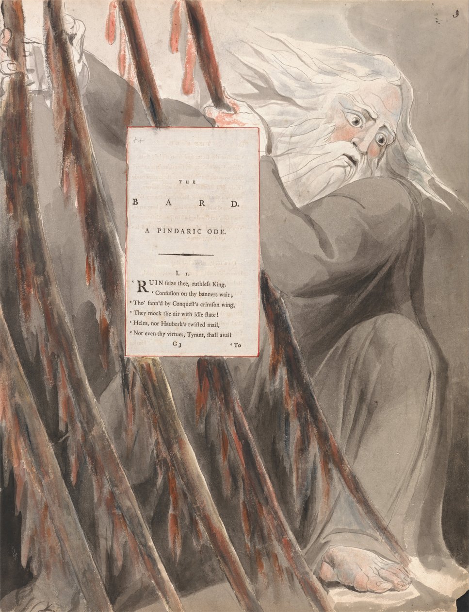 Os Poemas de Thomas Gray, Design 55, The Bard. de William Blake