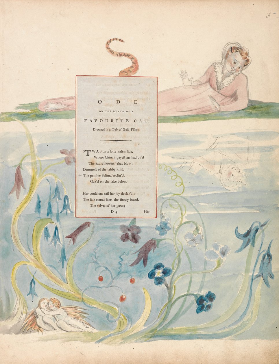 Os Poemas de Thomas Gray, Design 9, Ode na Morte de um Gato Favorito. de William Blake