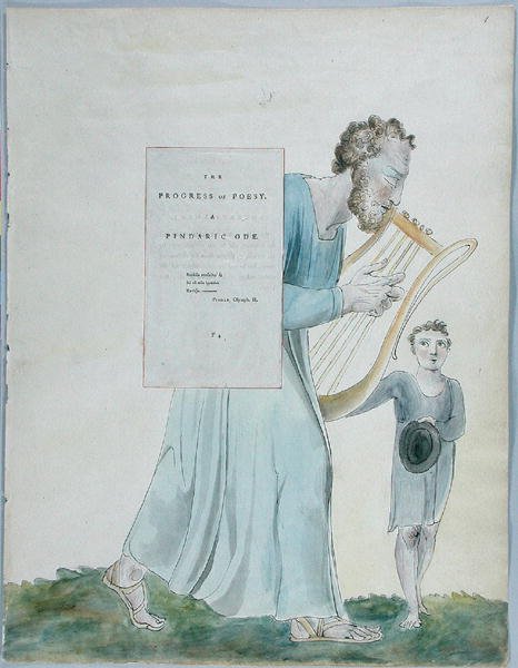 The Progress of Poesy, desenho 41 de Os poemas de Thomas Gray, 1797-98 (wc com caneta e tinta preta sobre papel) de William Blake