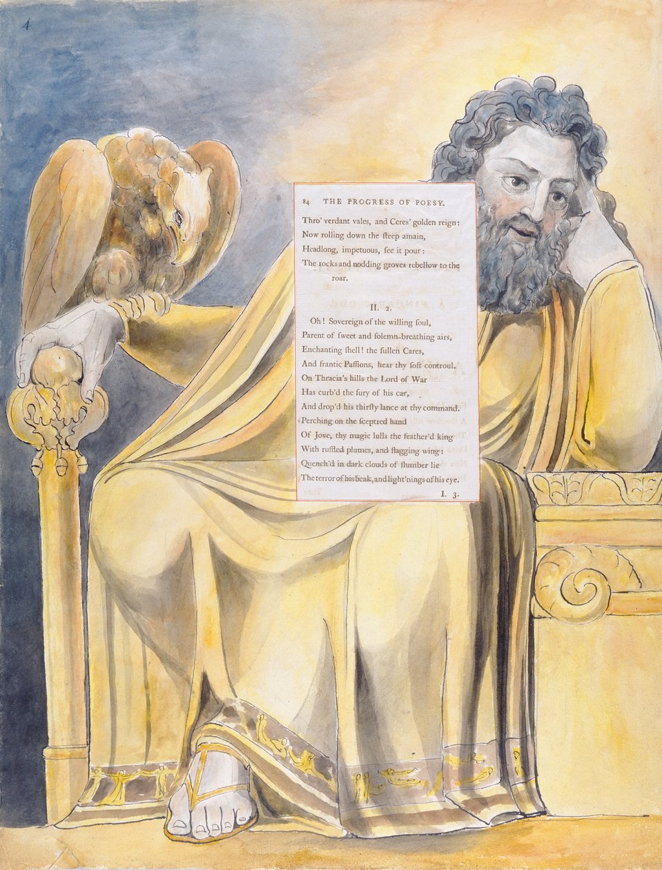 &39;The Progress of Poesy&39;, desenho 44 de &39;The Poems of Thomas Gray&39;, 1797-98 (wc com caneta e tinta preta sobre papel) de William Blake