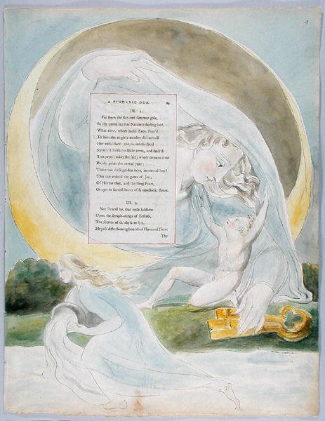The Progress of Poesy, desenho 49 de Os Poemas de Thomas Gray, 1797-98 (wc com caneta e tinta preta sobre papel) de William Blake