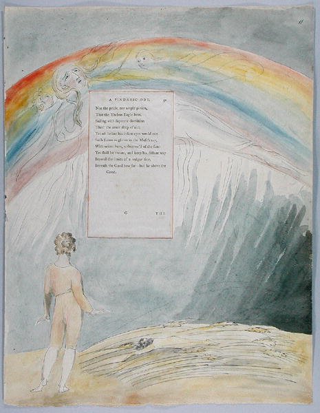The Progress of Poesy, desenho 51 de Os poemas de Thomas Gray, 1797-98 (wc com caneta e tinta preta sobre papel) de William Blake