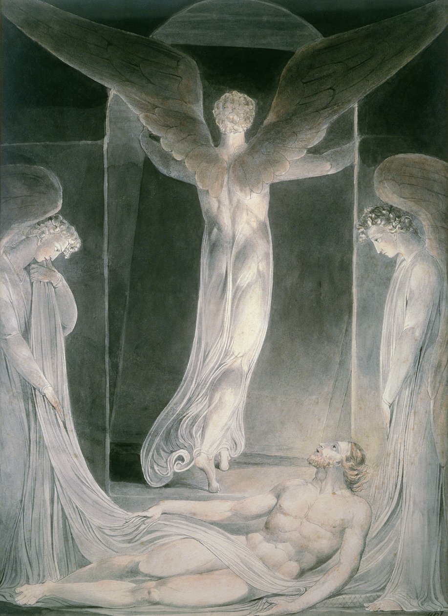 A ressurreição: os anjos rolando a pedra do sepulcro de William Blake