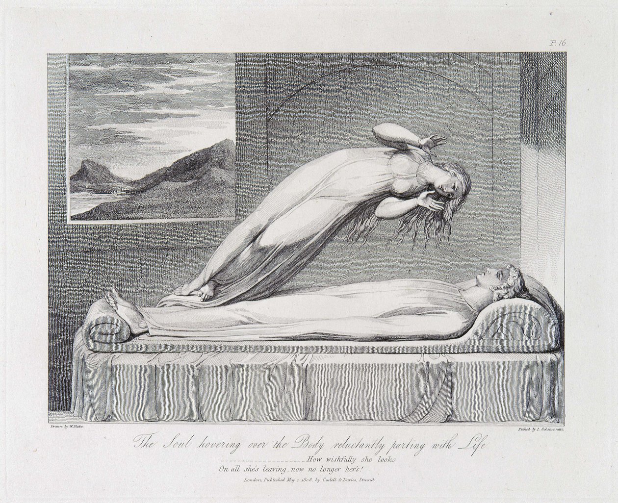 A Alma pairando sobre o Corpo relutantemente se separando da Vida de William Blake
