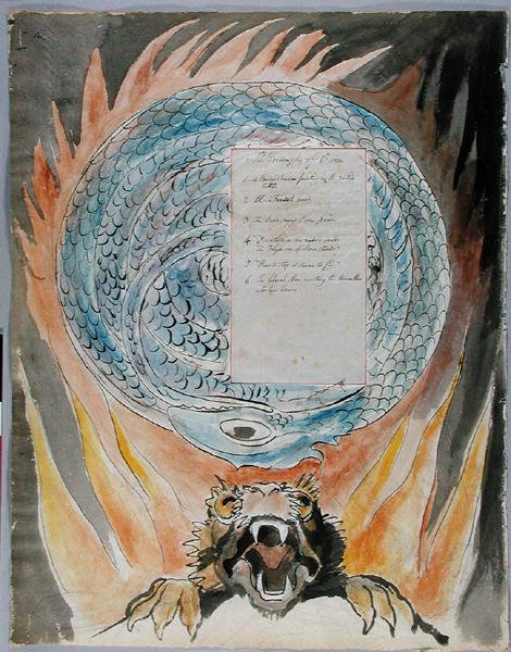Os triunfos de Owen, projetam 86 dos poemas de Thomas Gray, 1797-1798 (wc com pena & tinta no papel) de William Blake