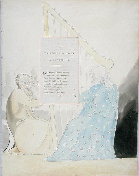 Os triunfos de Owen, desenho 89 de Os poemas de Thomas Gray, 1797-98 (wc com caneta e tinta no papel) de William Blake