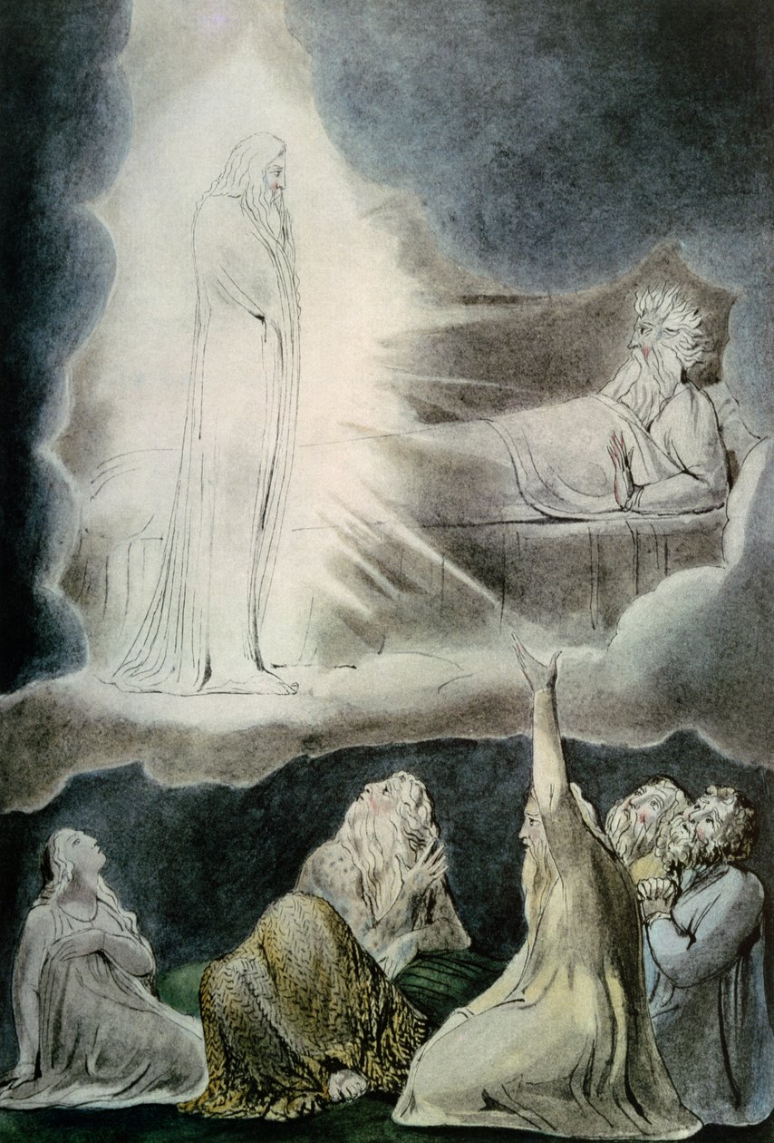 A visão de Elifaz, 1825 (caneta, wc e lápis) de William Blake