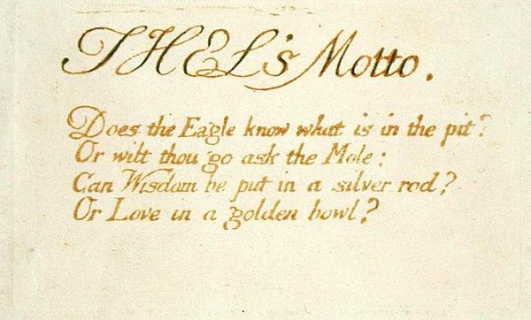 Thels Lema ..., placa 1 de O Livro de Thel, 1789 (relevo colorido à mão gravura com caneta e wc no papel) de William Blake