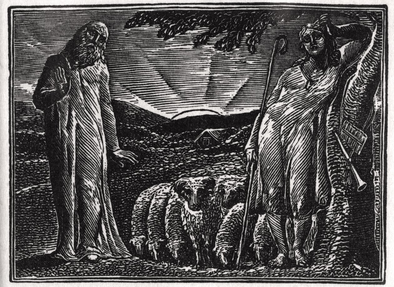 Thenot Remonstrates with Colinet, ilustração de &39;The Pastorals of Virgil&39;, do Dr. Thornton de William Blake