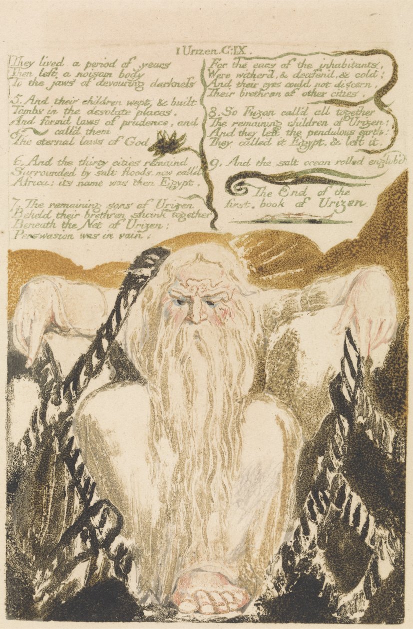 Eles viveram um período de anos, prato 25 do Primeiro Livro de Urizen, 1794 (gravura em relevo com wc) de William Blake