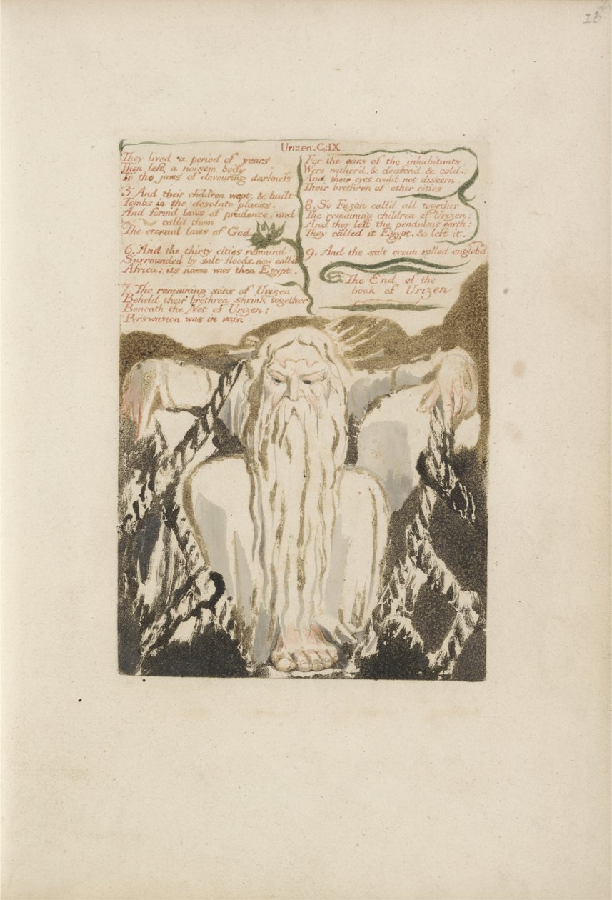 Eles viveram um período de anos ..., placa 27 do Primeiro Livro de Urizen, 1794 (gravura em relevo com tinta colorida e wc no papel) de William Blake