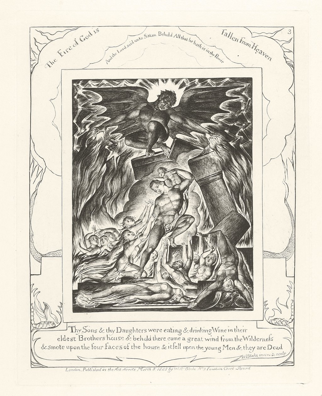 Teus filhos e tuas filhas estavam comendo e bebendo vinho, 1825 de William Blake
