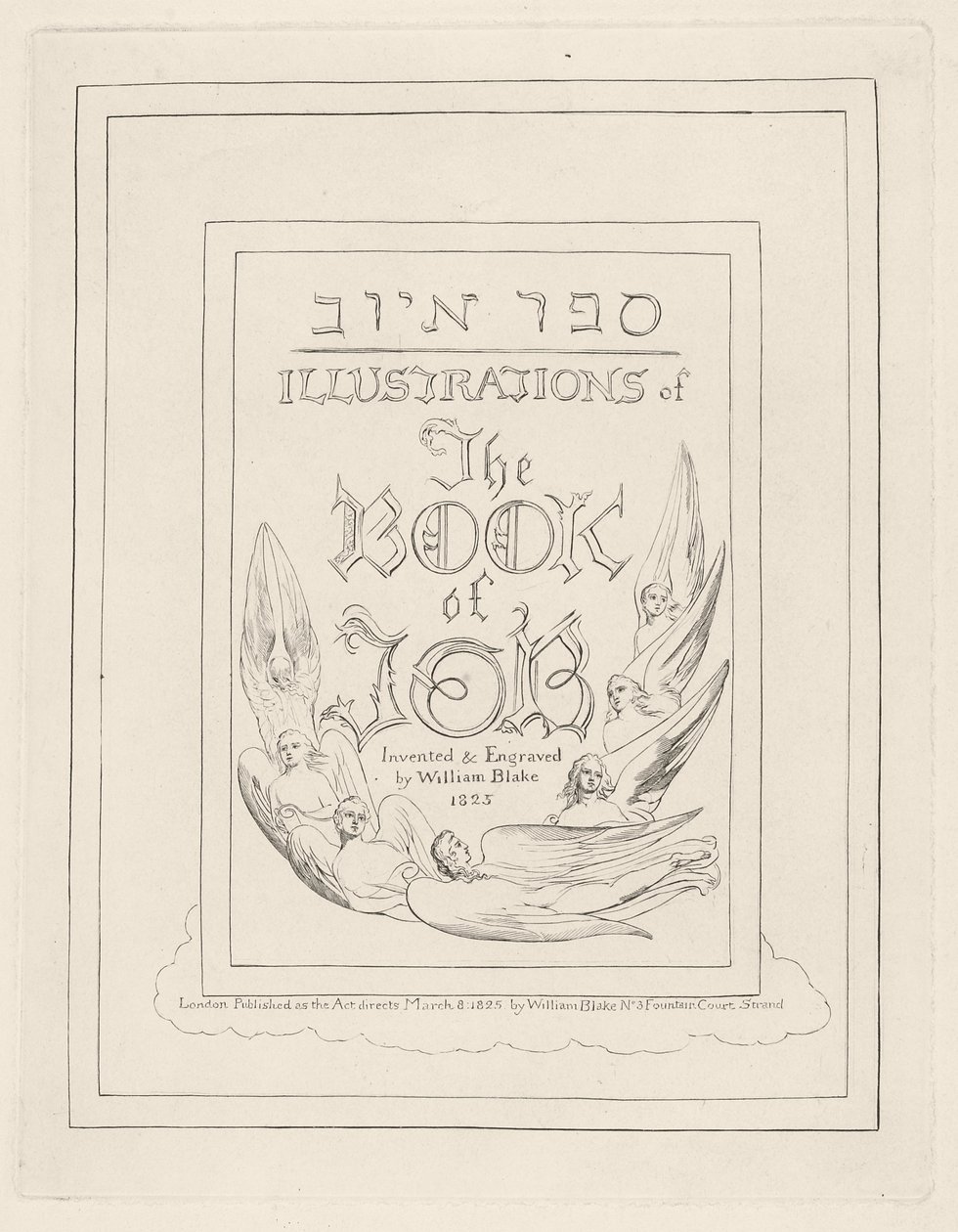 Página de título de Ilustrações do Livro de Jó, 1825 de William Blake