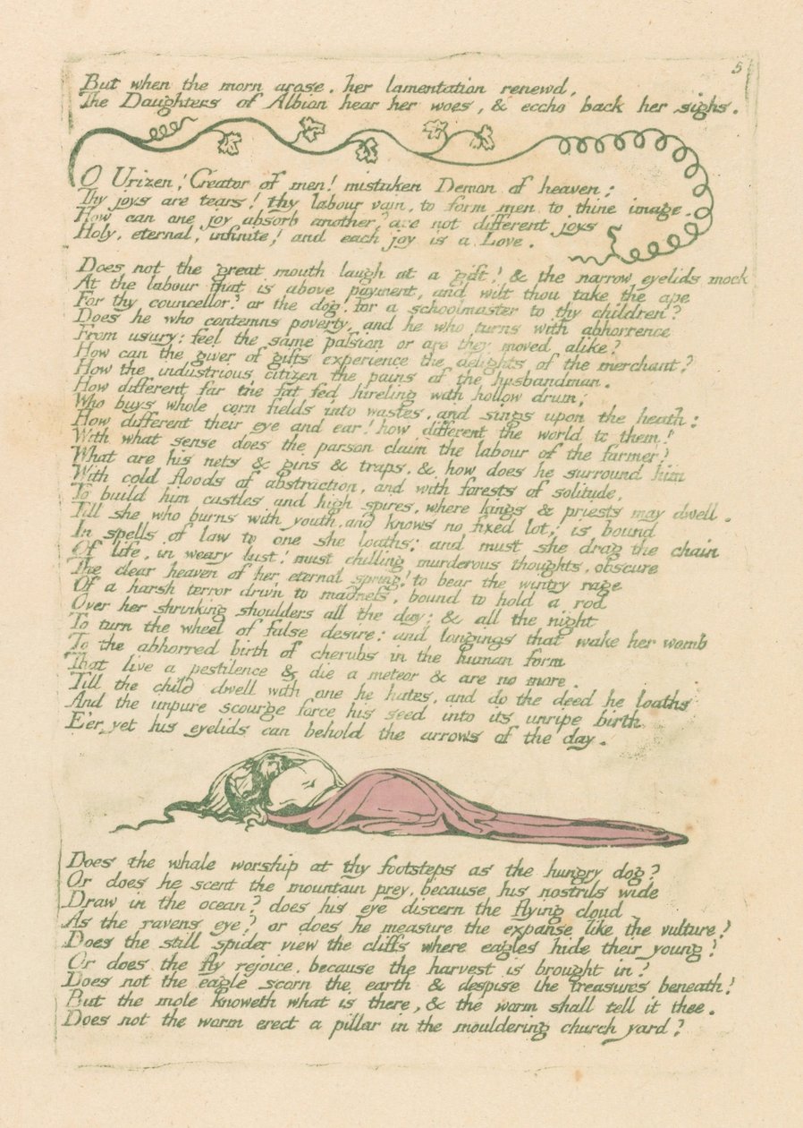 Visões das Filhas de Albion, Placa 8, Mas quando a manhã se levantou. . . . de William Blake