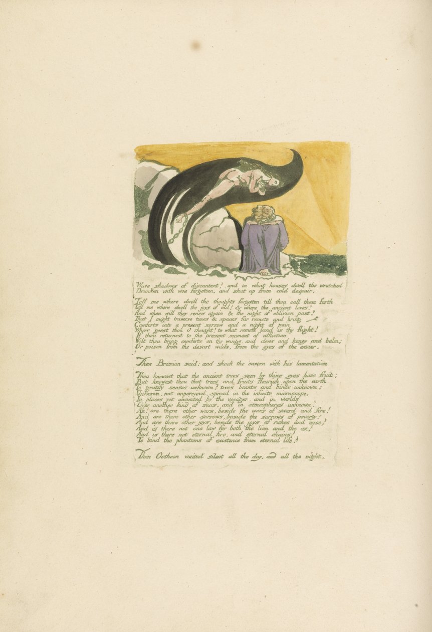Sombras de onda de descontentamento .., placa 7 de Visões das Filhas de Albion, 1793 (gravura em relevo impressa em verde com wc) de William Blake