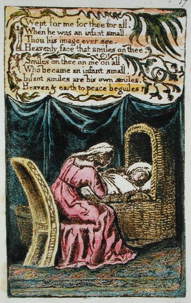 Chorou por Mim ... ilustração de Canções de Inocência e de Experiência (Bentley Copiar L) pl.17 (Bentley 17) 1789-94 (relevo gravura com caneta e wc no papel) de William Blake