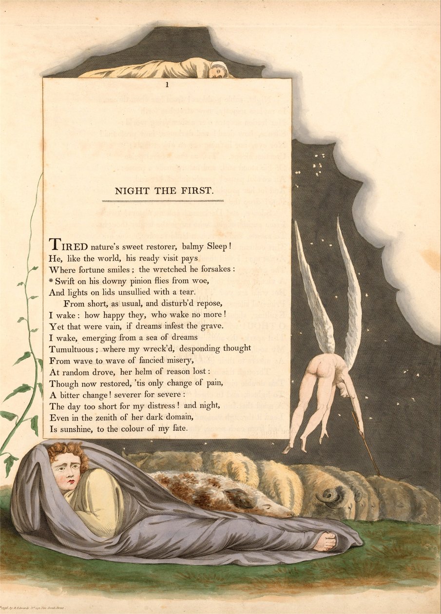 Ilustração de William Blake para placa de pensamentos de noite 01 de William Blake