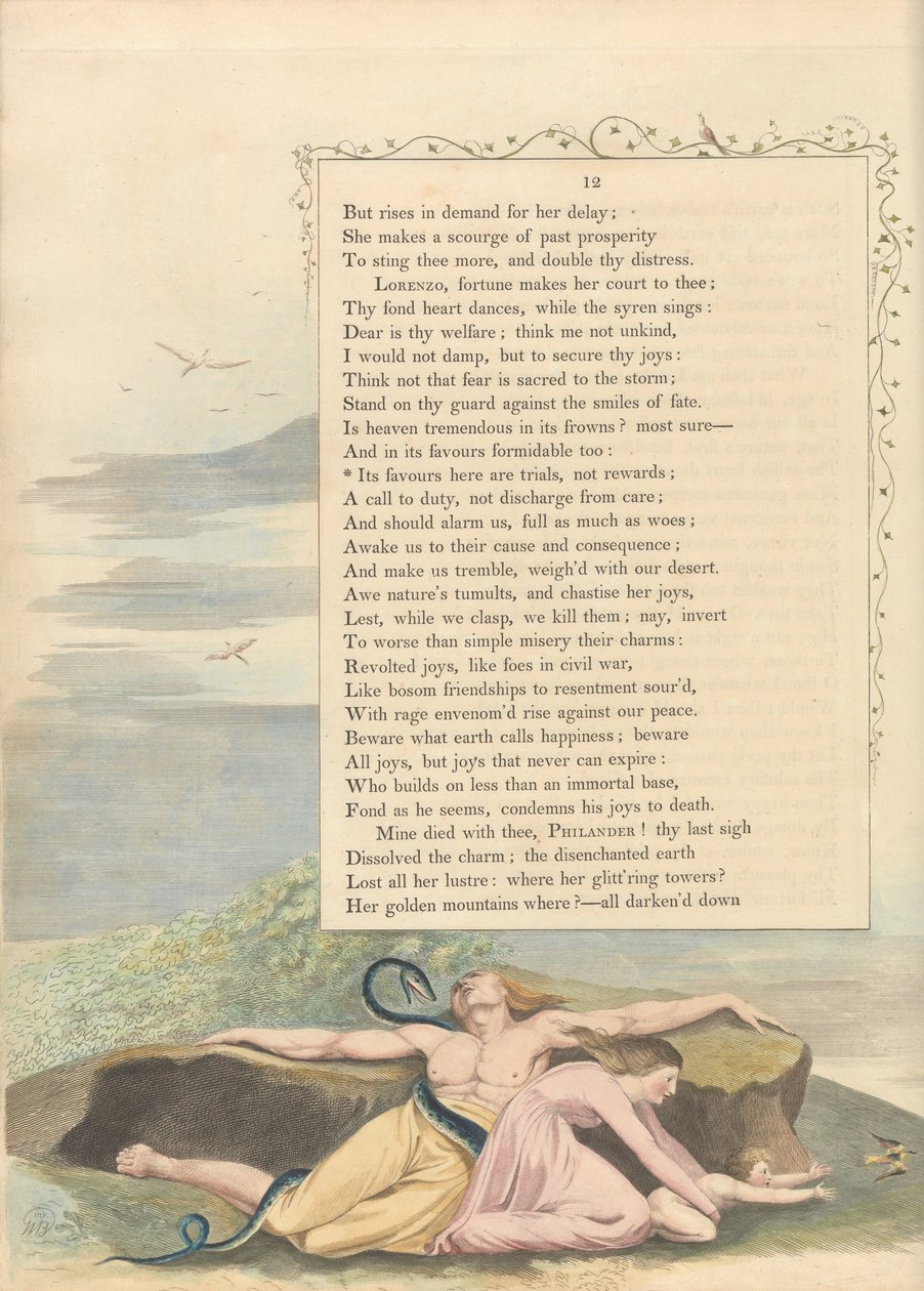 Os Pensamentos da Noite dos Jovens, Página 12, Seus favores aqui são provações, não recompensas de William Blake