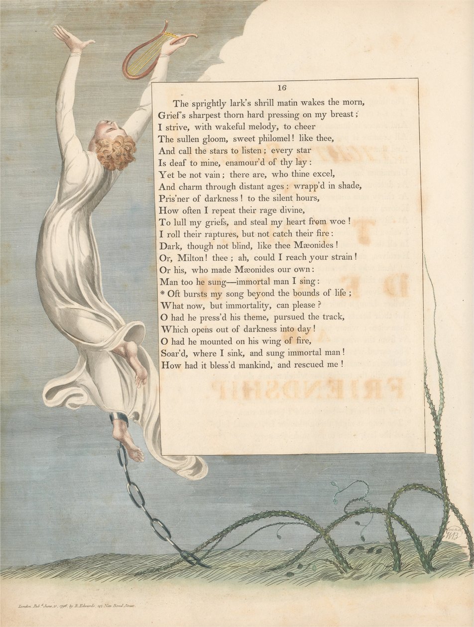 Os Pensamentos da Noite dos Jovens, Página 16, Oft Bursts Minha Canção Além dos Limites da Vida de William Blake