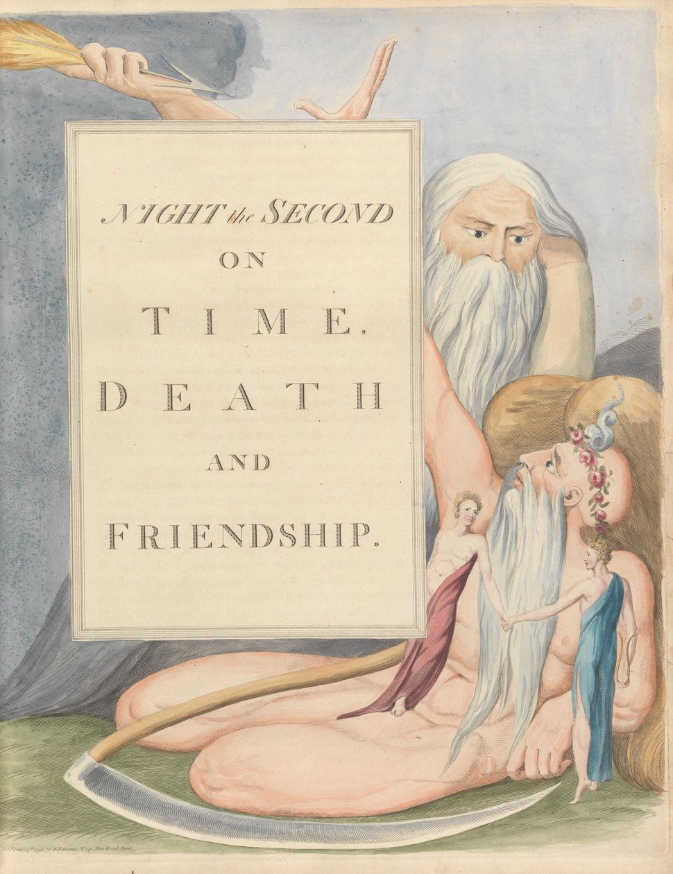 Pensamentos da noite dos jovens, página 17, noite a segunda, no tempo, morte e amizade. de William Blake