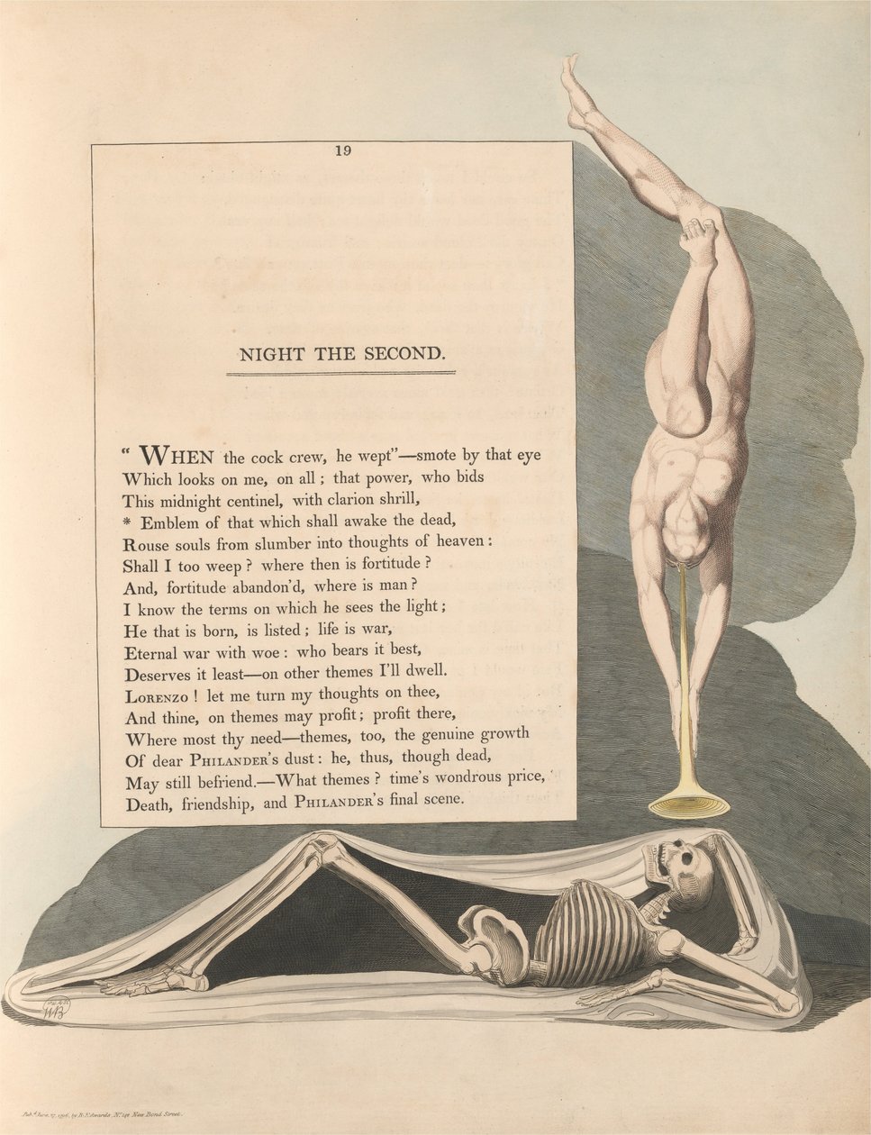 Pensamentos da Noite dos Jovens, Página 19, Emblema do que deve despertar os mortos de William Blake