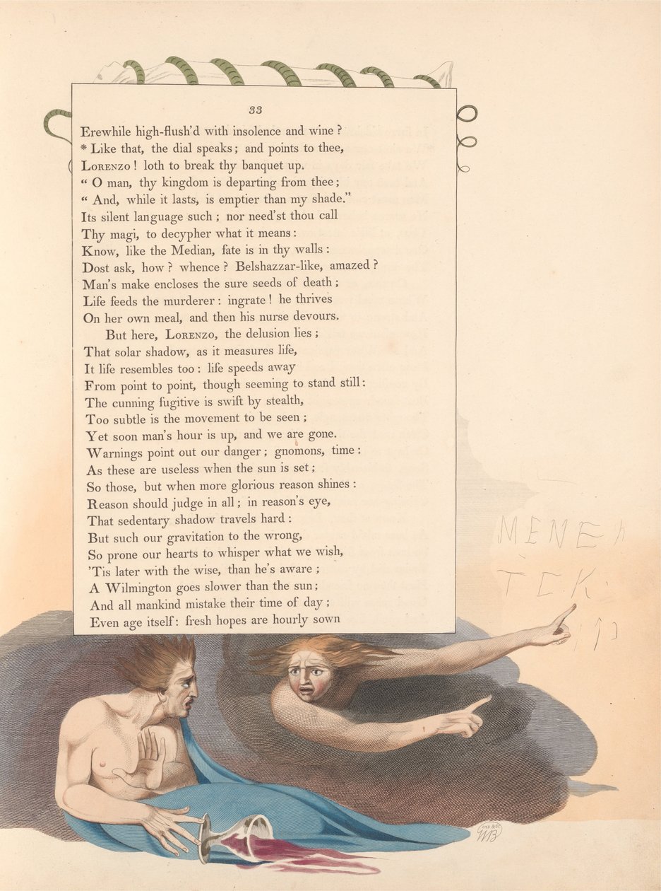 Pensamentos da Noite dos Jovens, Página 33, assim, o Dial fala; e aponta para ti de William Blake