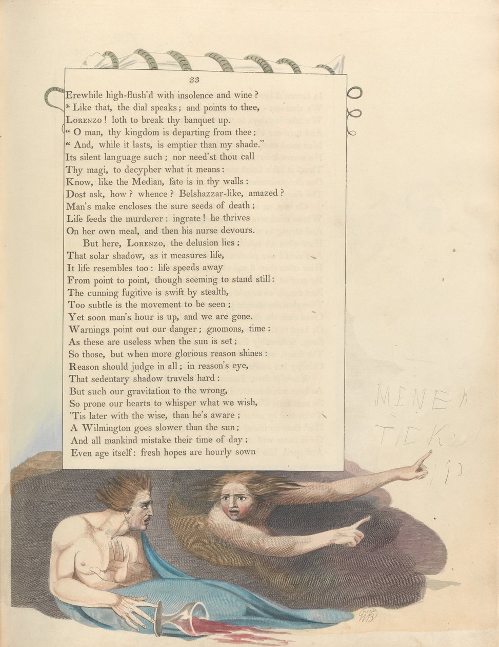 Youngs Night Thoughts, página 33, assim, o mostrador fala; e aponta para ti de William Blake