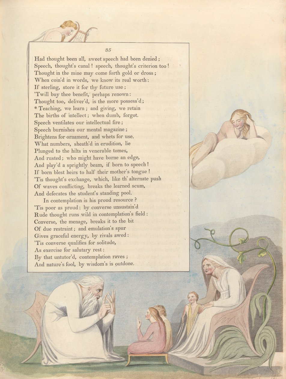 Pensamentos da Noite dos Jovens, Página 35, Ensinar, aprendemos; e dando, nós retemos de William Blake