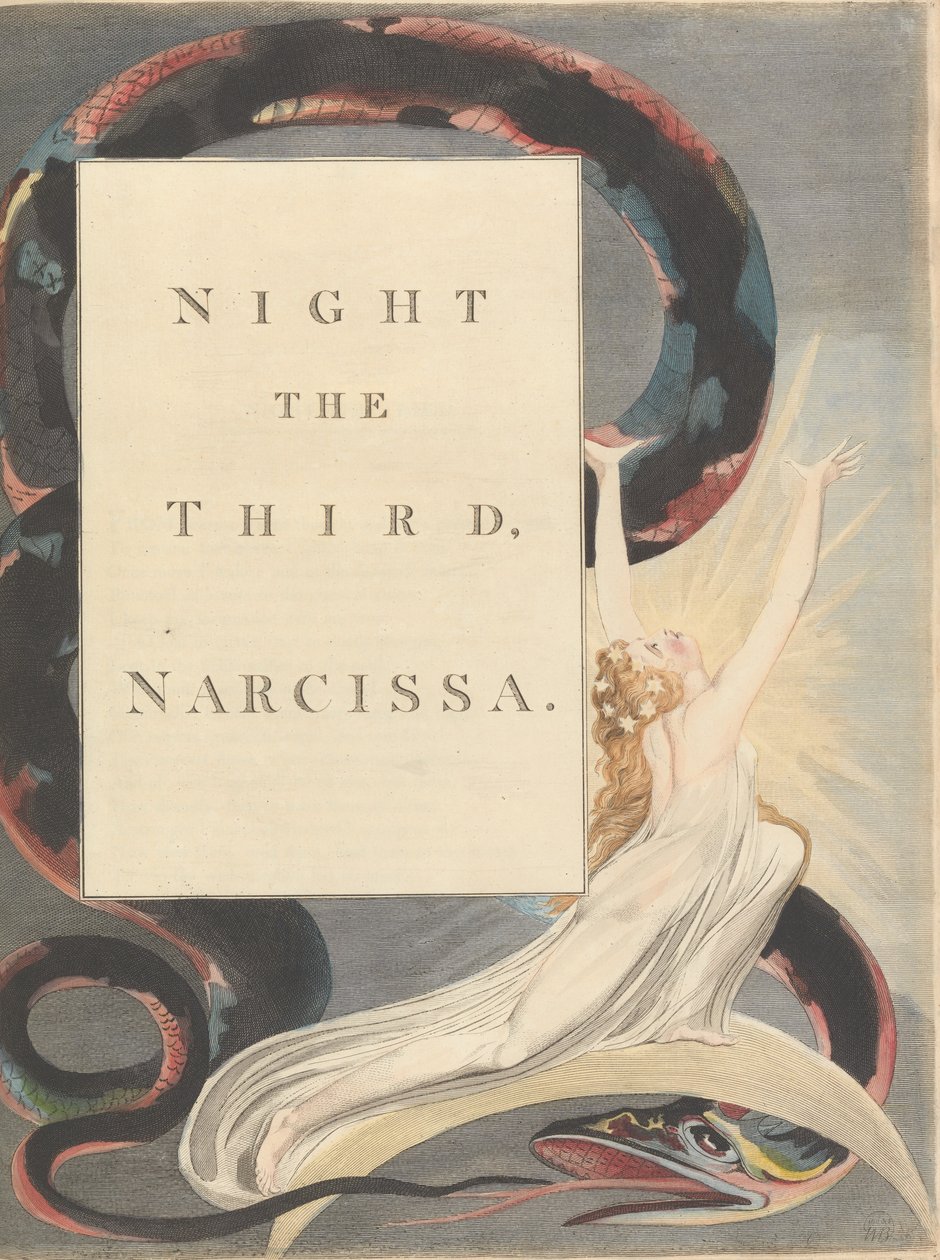Pensamentos da Noite Jovem, Página 43, Noite Terceira, Narcisa. de William Blake