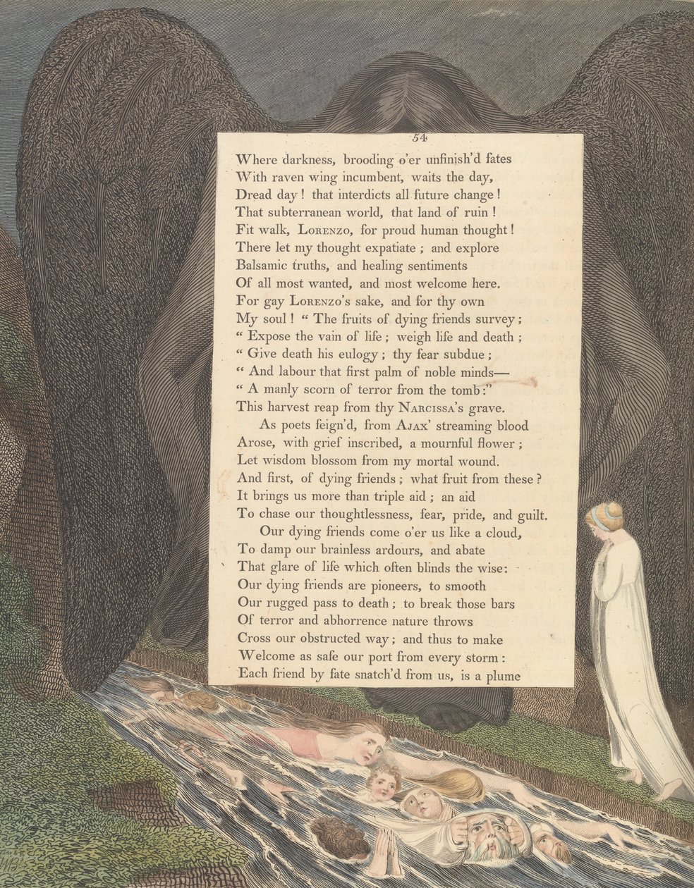Pensamentos da noite dos jovens, página 54, o vale da morte! aquele vale cimério hushd de William Blake