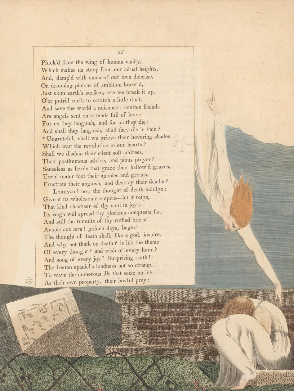 Pensamentos da Noite dos Jovens, Página 55, Ingrato, Devemos Sofrer Suas Sombras Pairando de William Blake
