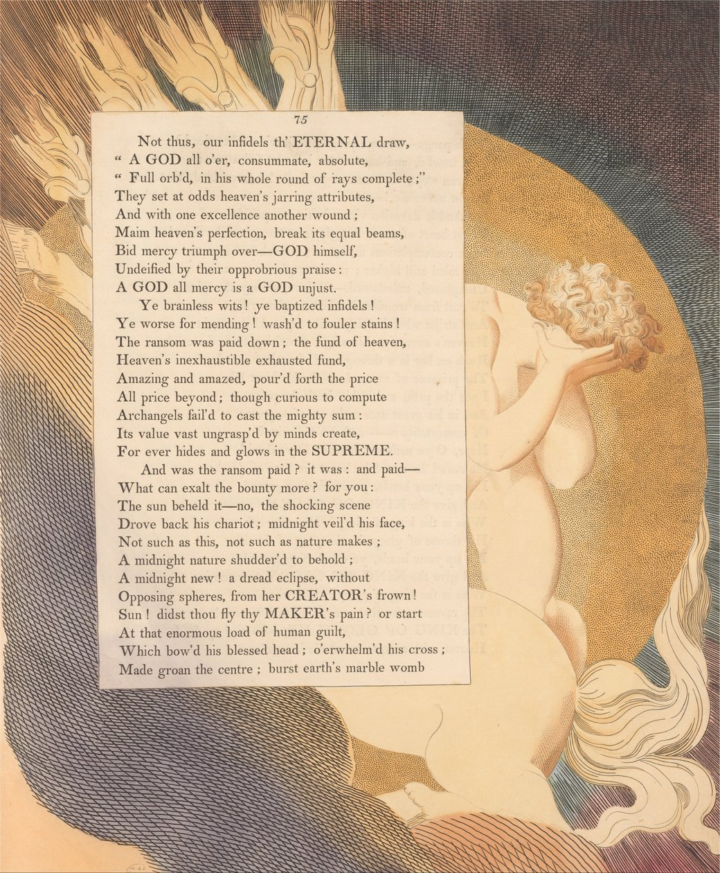 Pensamentos da Noite Jovem, Página 75, O Sol Observou - Não, a Cena Chocante de William Blake