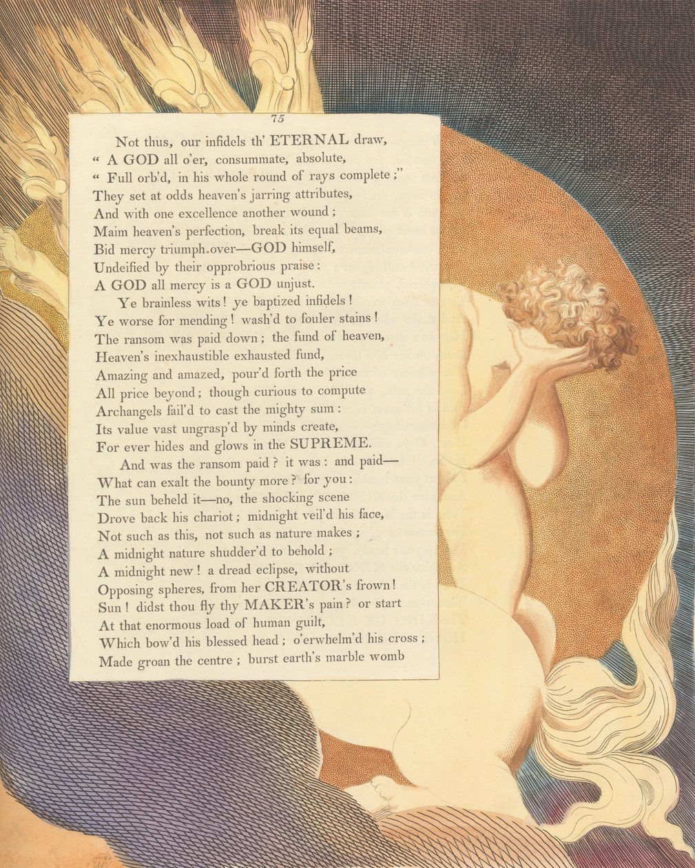 Os Pensamentos da Noite dos Jovens, Página 75, O Sol observou - Não, a cena chocante de William Blake