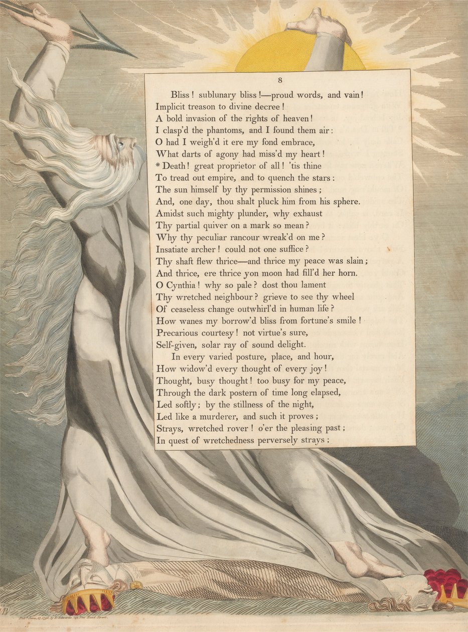 Pensamentos da Noite dos Jovens, Página 8, Morte! Grande Proprietário de Todos! de William Blake
