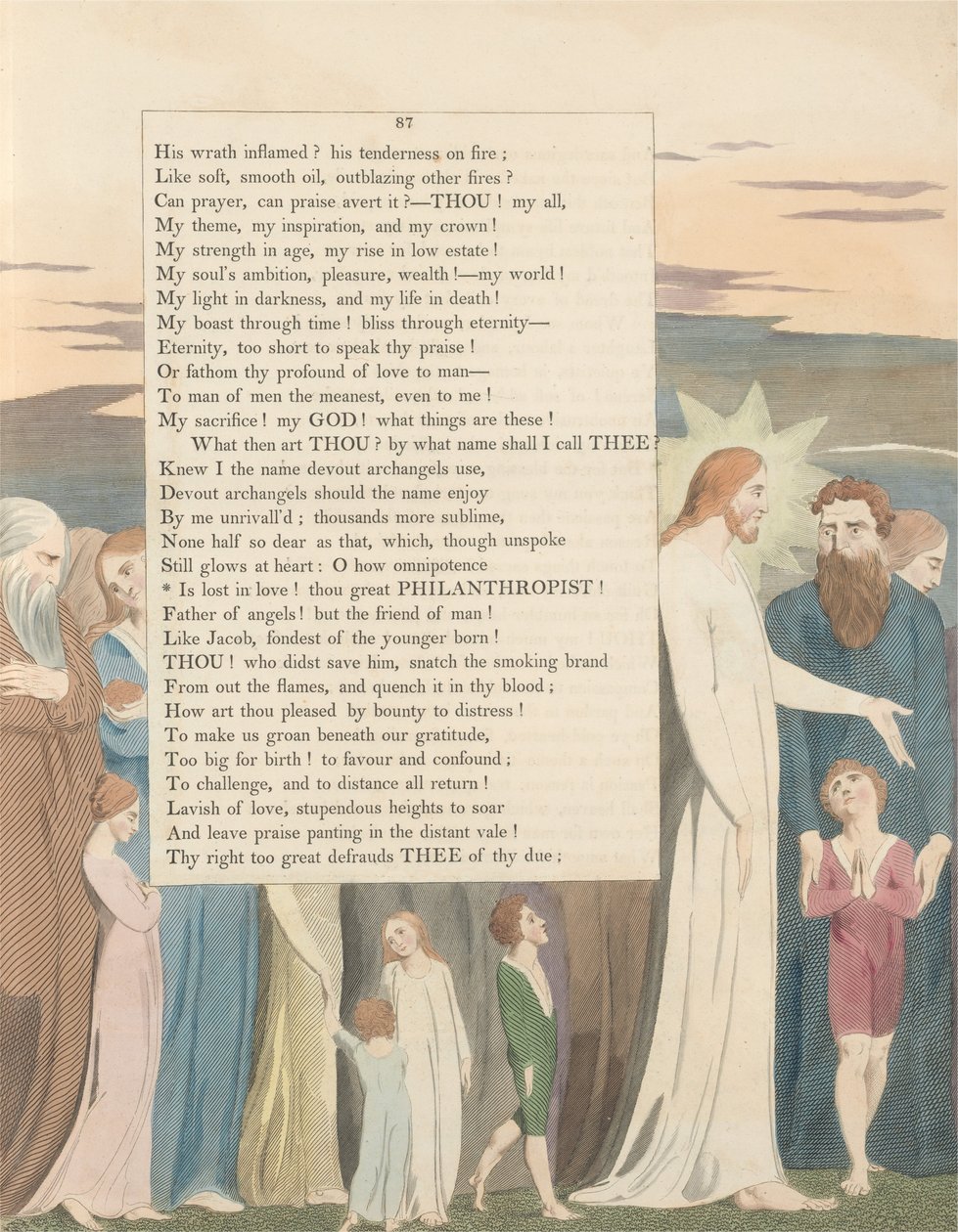 Os Pensamentos da Noite dos Jovens, Página 87, Está Perdido no Amor! Tu Grande Filantropo de William Blake