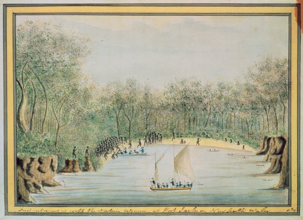Primeira entrevista com as mulheres nativas em Port Jackson, New South Wales, 1788 de William Bradley