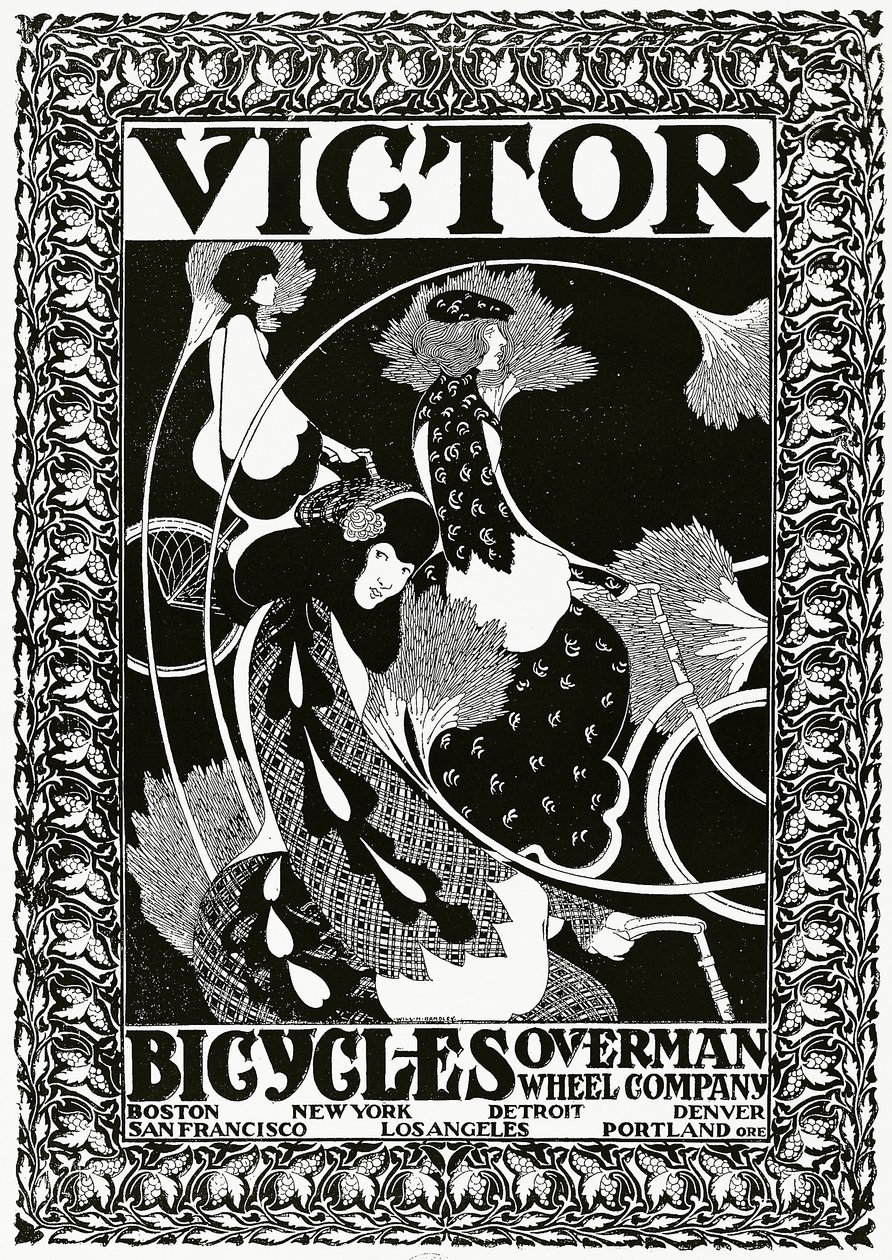 Cartaz publicitário Victor Bicicletas, 1895 de William Bradley