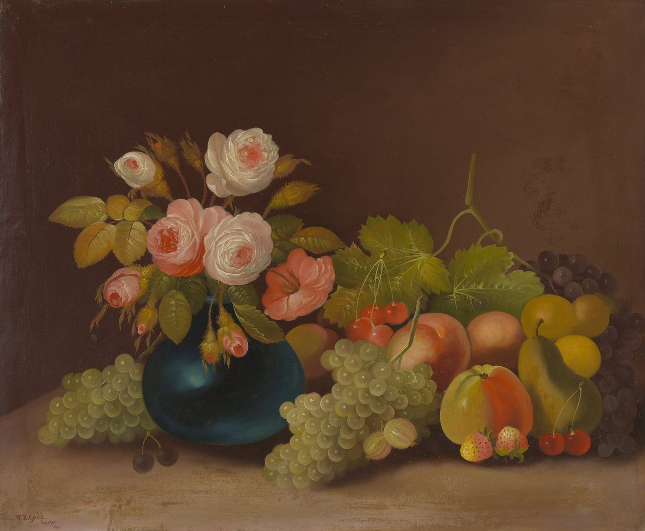 Repolho, rosas, e, fruta de William Buelow Gould