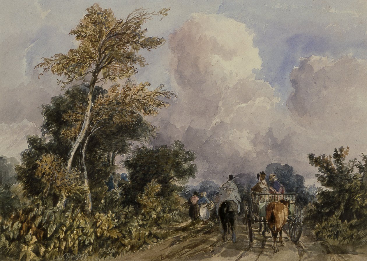 Na estrada do negócio, perto de Canterbury, século XIX de Henry William Burgess