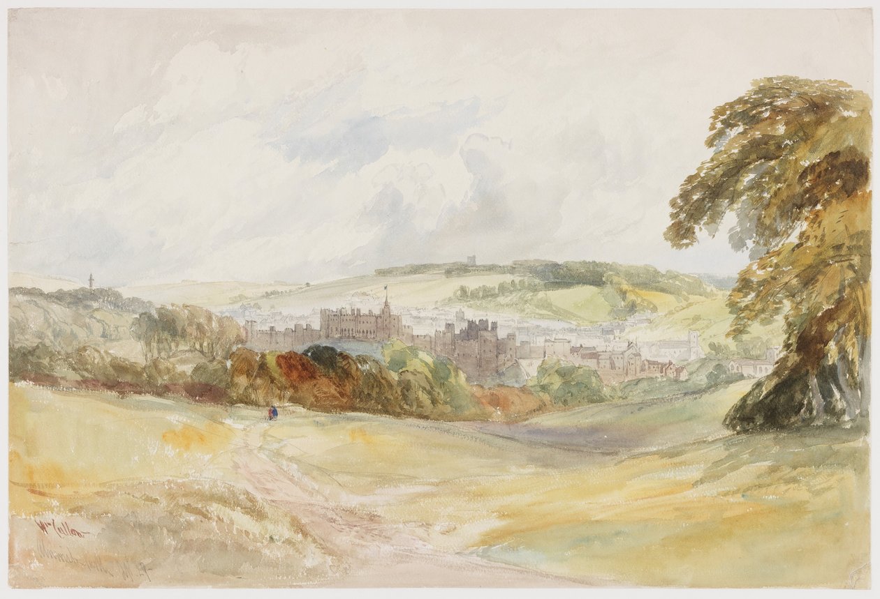 Castelo de Alnwick (lápis e aquarela sobre papel (no papel)) de William Callow